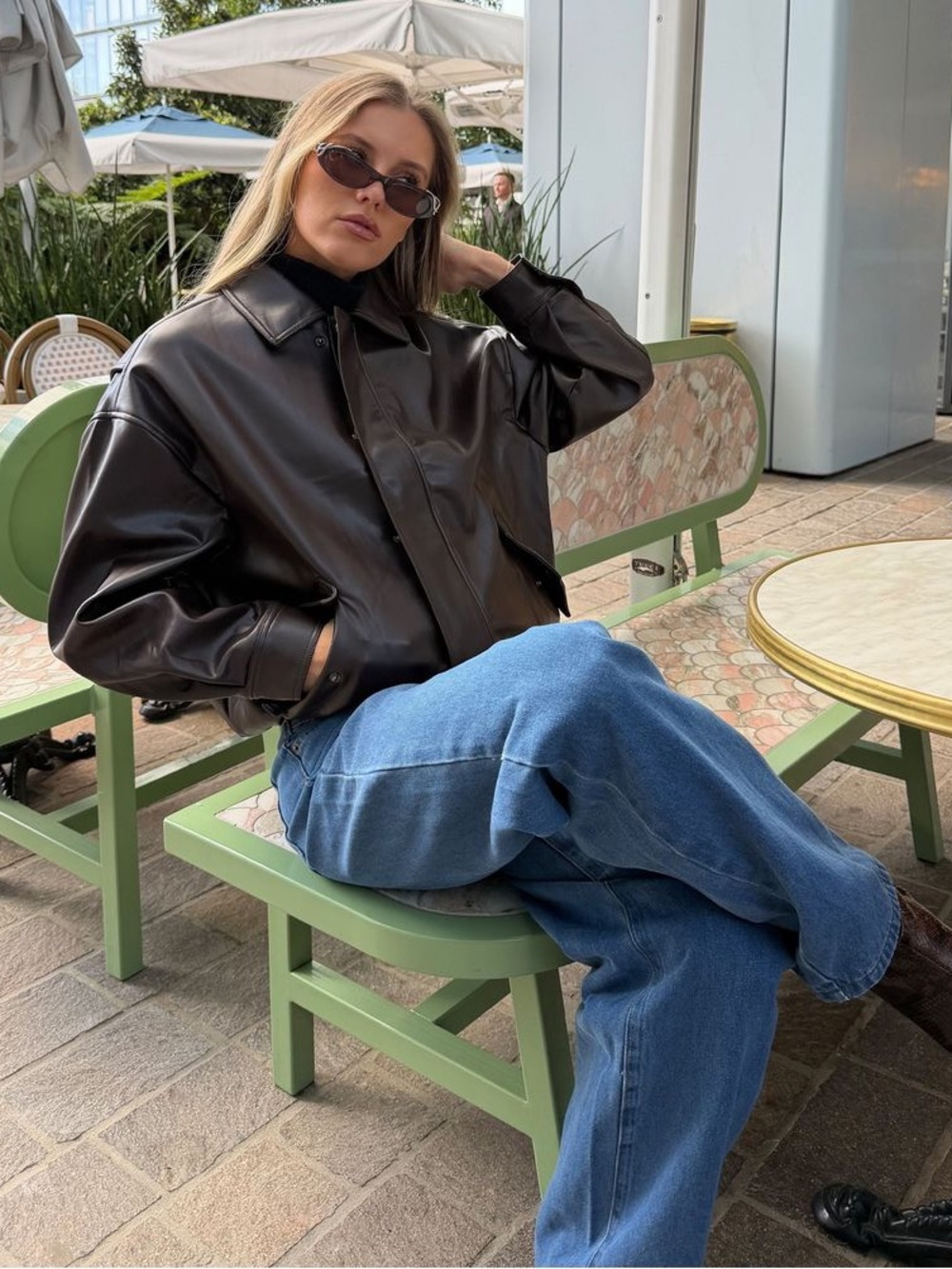 Lioness Kenny Vegan Leather Bomber Jacket L